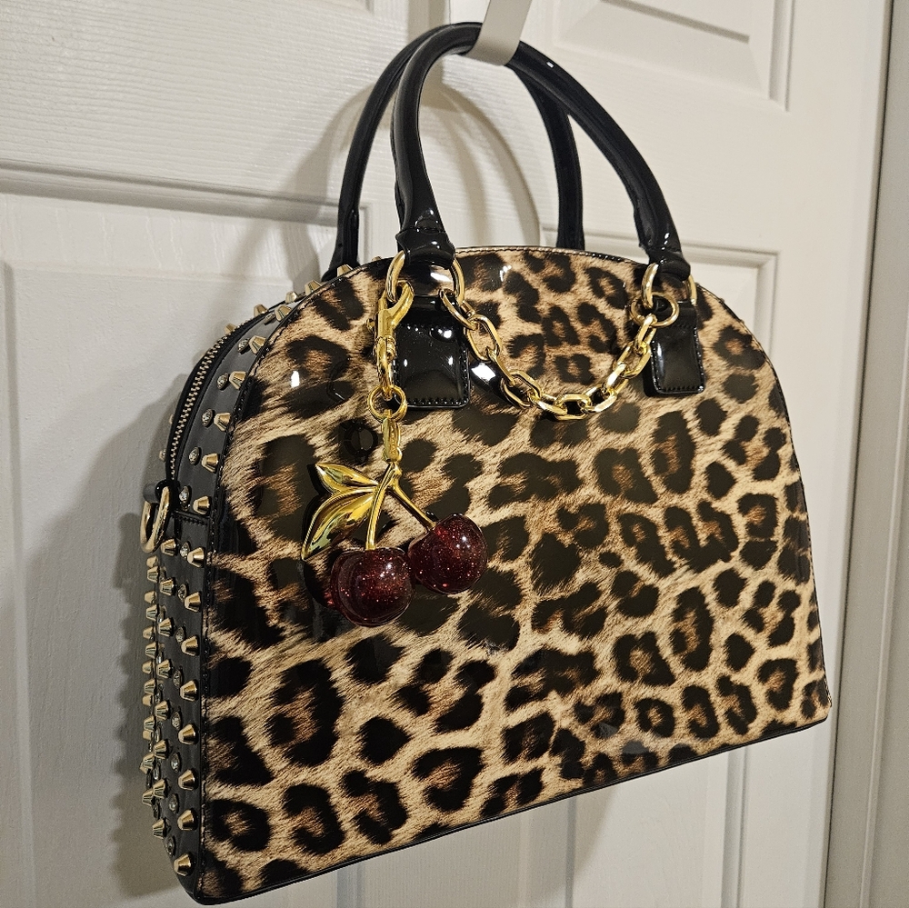 Large Leopard Print Satchel - Picture 11 of 12